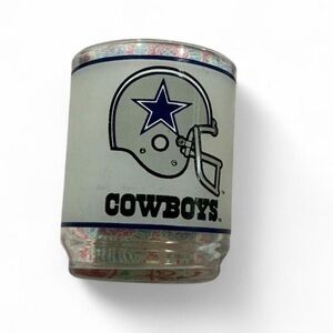 NFL Dallas Cowboys Vintage Glass with Helmet Logo Mobil Sponsor Classic *read